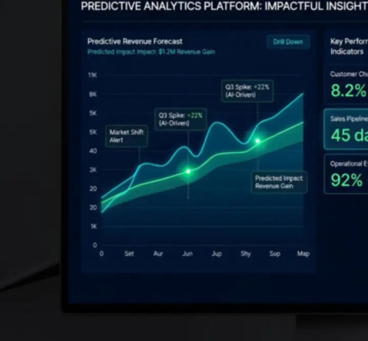 Interactive analytics dashboard showcasing predictive modelling outcomes