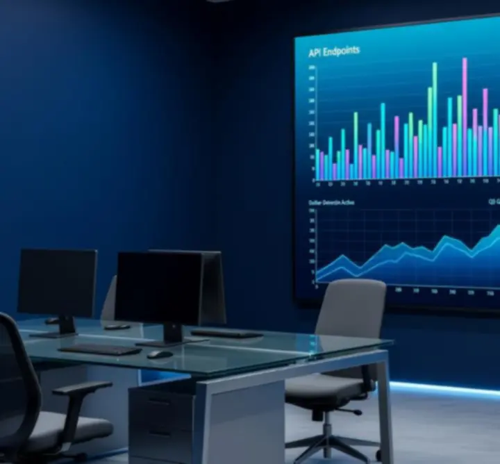 Dynamic data visualisation dashboard showcasing key performance metrics and trend lines.