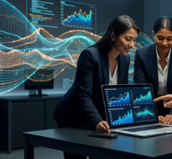 UK-based analytics team collaborating over complex data